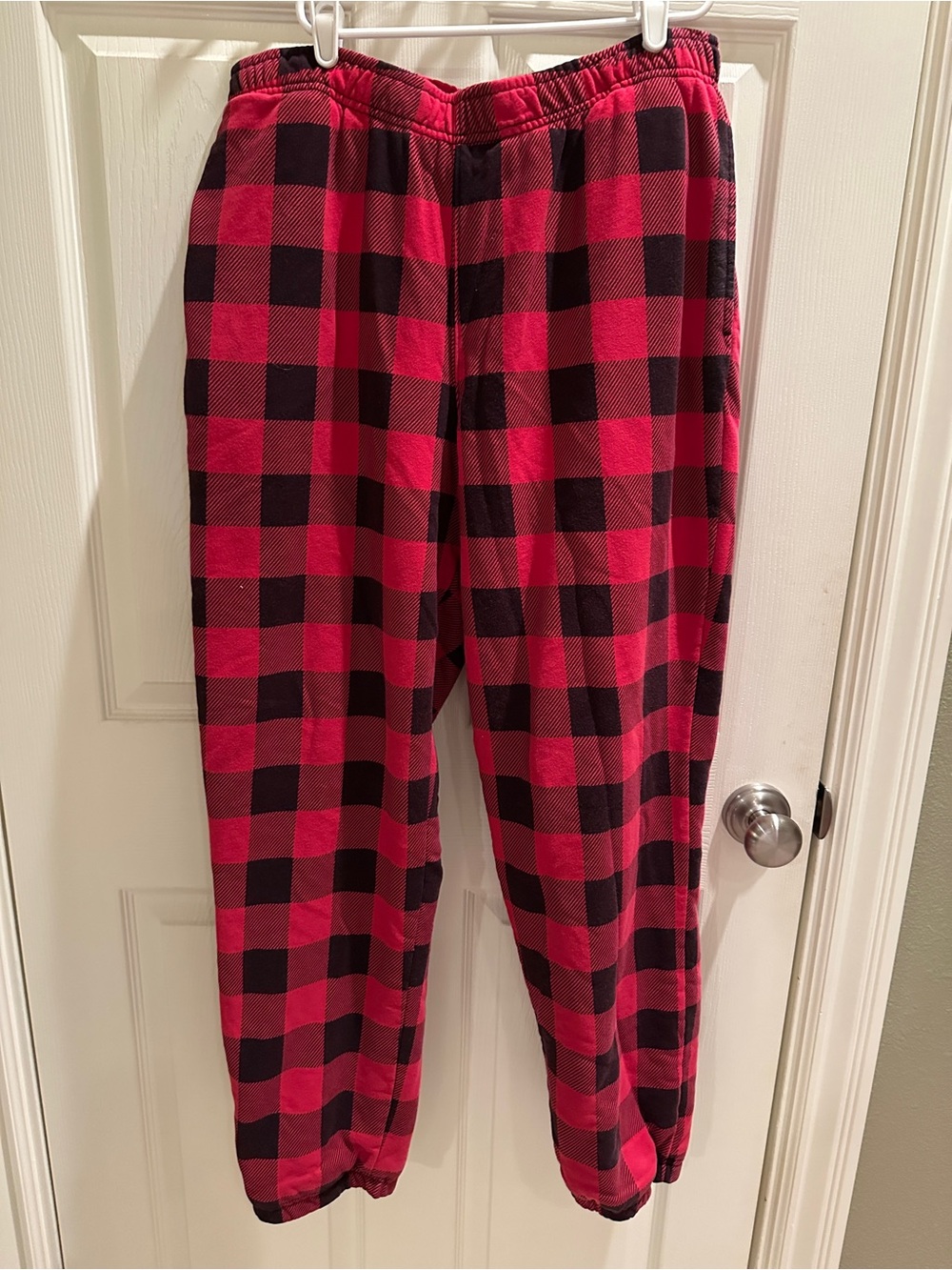 Lands' End Serious Sweats Red and Black Buffalo Plaid Fleece lined sweats